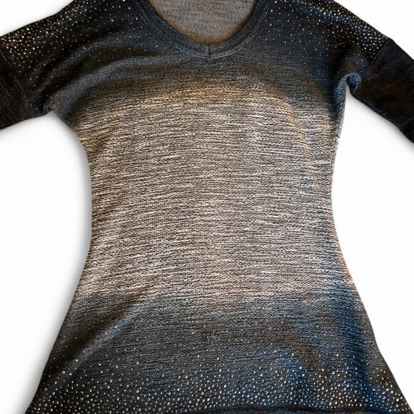 Dark Blue Ombre Long Sleeve Knit Blouse - Picture 4 of 8